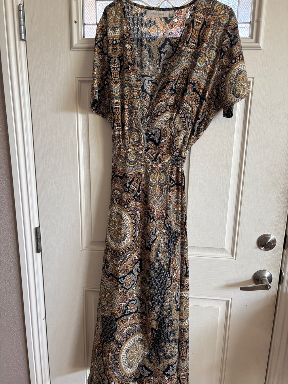 bishop + young Black and Gold Paisley Wrap Maxi Dress